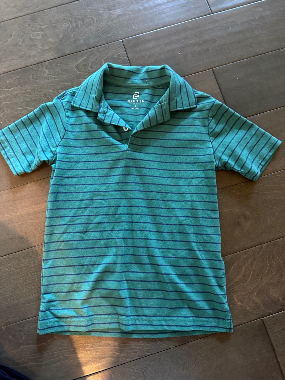 Class Club Teal Polo with Navy Stripes